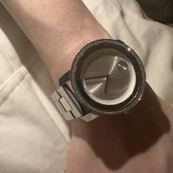 Movado Bold Crystal Bezel Watch – Silver/White Gold Tone