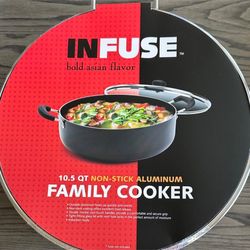 Family cooker, 10.5qt Non Stick Aluminum Pot And Glass Lid