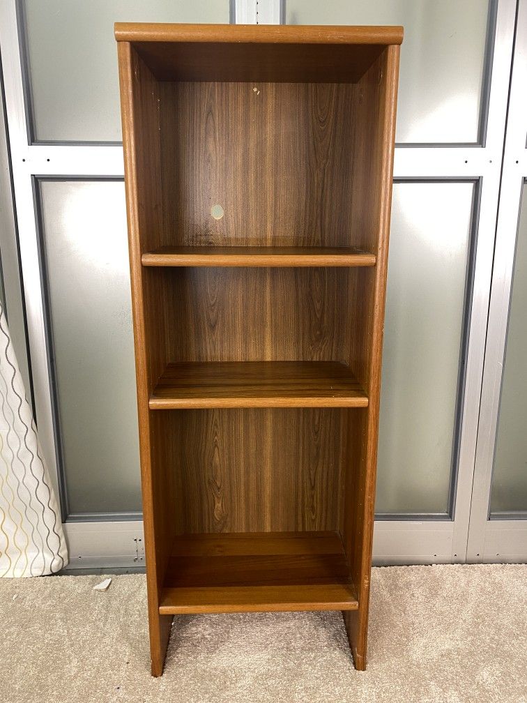 4-Shelf Narrow Teak Bookcase