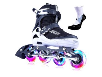 Adjustable Inline Skates with Light-Up Wheels – Size Large 5–8 Women / 4–7 Kids