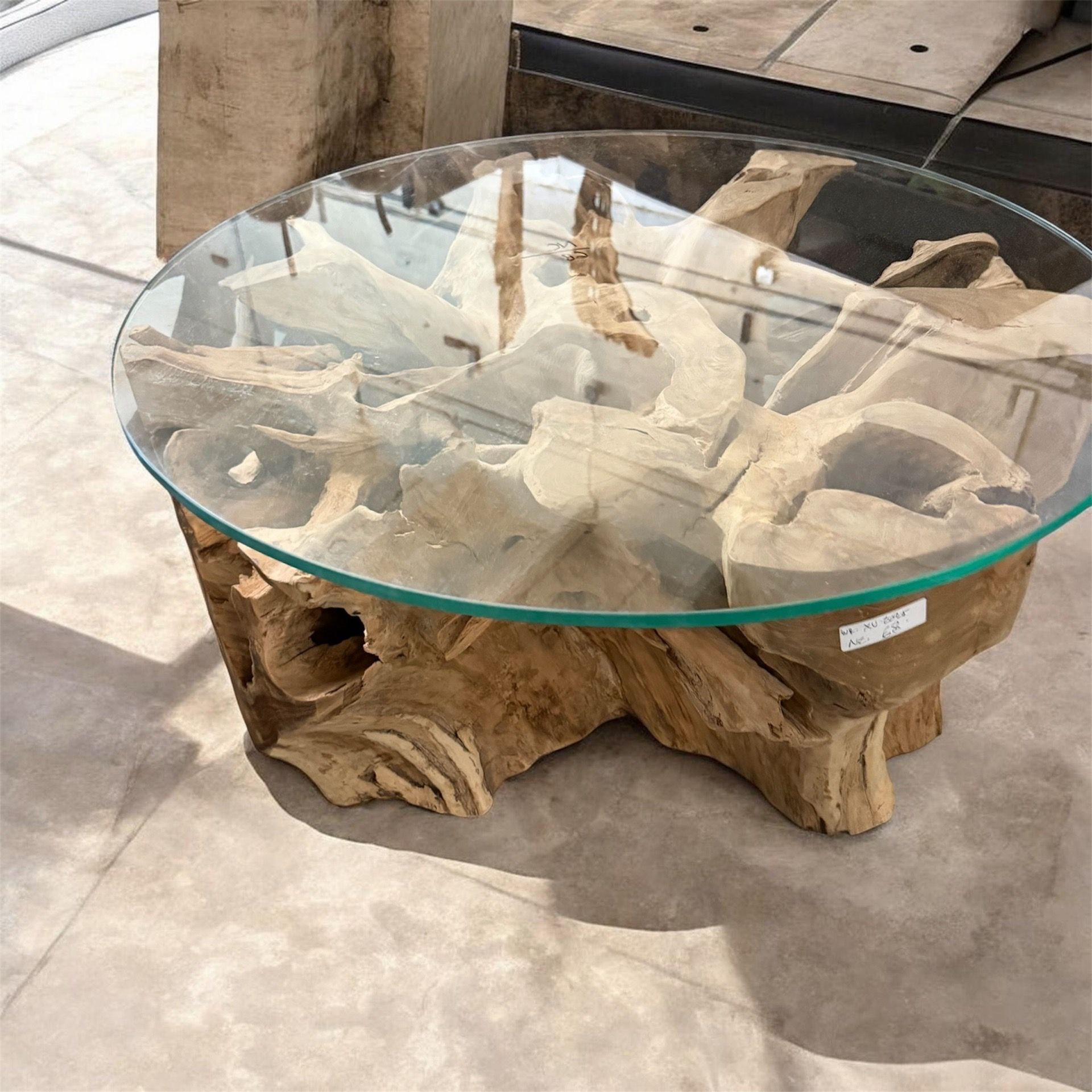Teakroot Base with Glass top 30” including