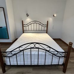Queen bed Frame, Headboard, Box spring and mattress