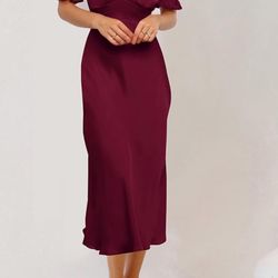 Dark Wine KIRUNDO Midi Dress Sz L