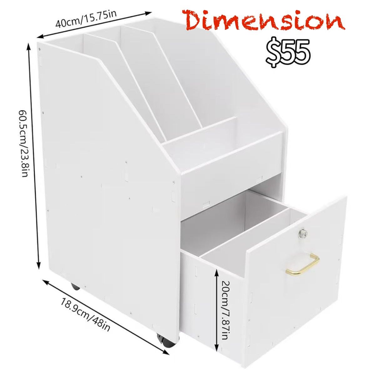 ✌️ Freestanding Rolling File Cabinet, 15.75”x18.9”x23.8”File Holder with Drawers, File Organizer with Wheels for Offices/Craft Rooms/Classroom,White