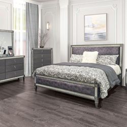 Brand New Grey 4pc Queen Bedroom Set (Available In Eastern King)