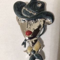 COWGIRL CARICATURE PIN BROOCH 2”