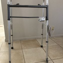Medline Two-Button Folding Walker With 3” Wheels 