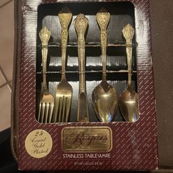 Rogers 24 karat Gold Electroplate Tableware Silverware 20 Pieces Serves 4
