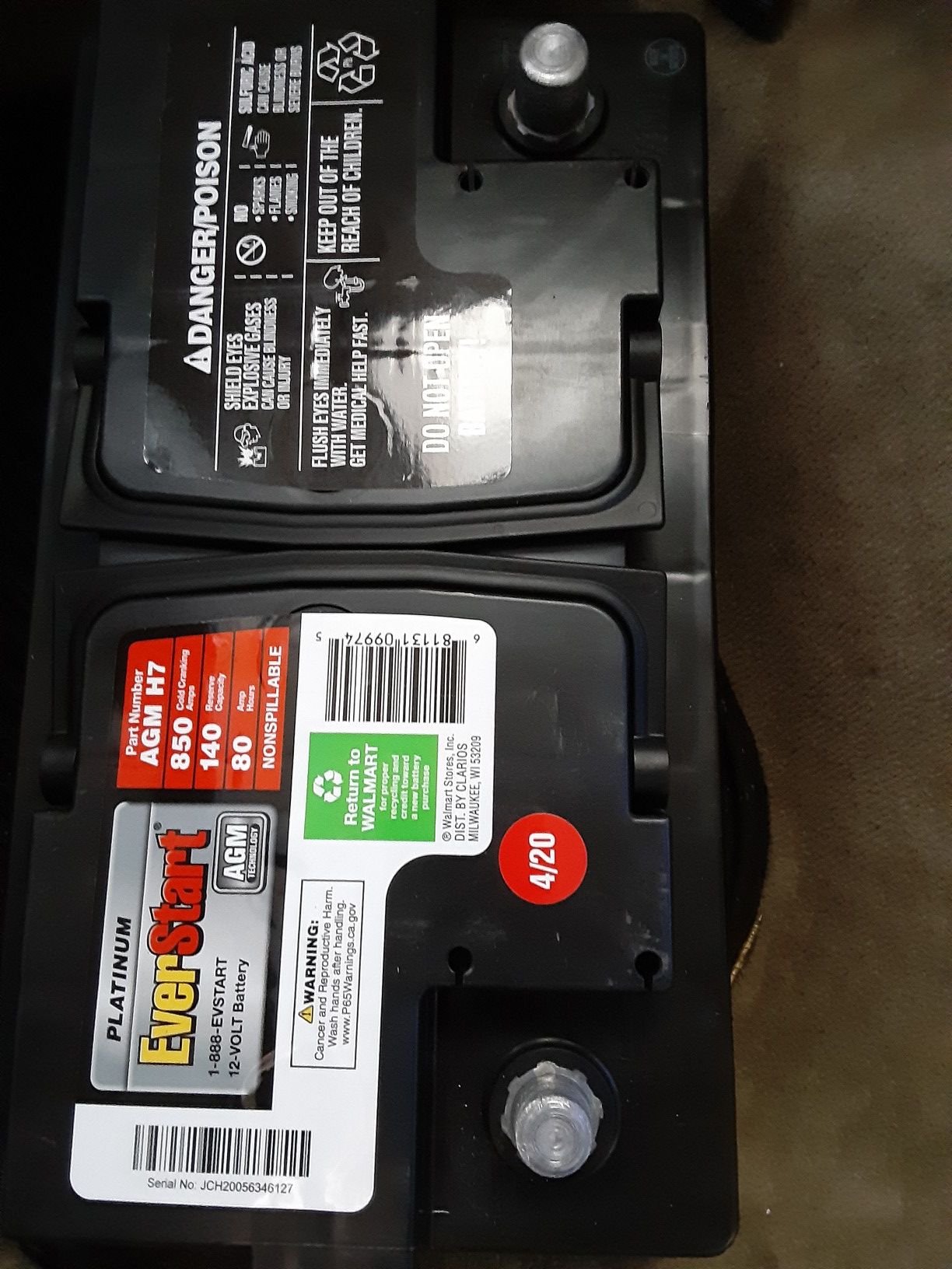 EverStart Maxx Platinum AGM H7 Car Battery with 5 year warranty Brand