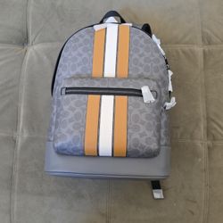 COACH West Backpack - In Signature Canvas With Varsity Stripe
