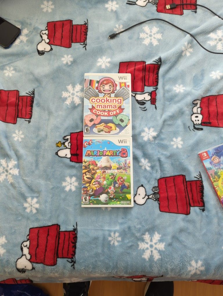 Wii games mario party 8 and cooking mama