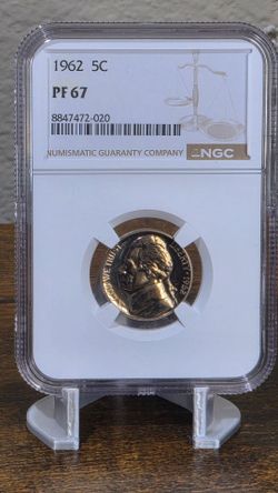 1962 Jefferson Nickel NGC PF67 Proof 5C Certified Coin