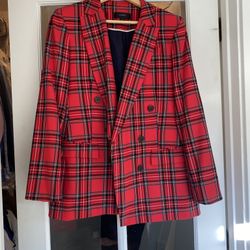 Red Plaid  Blazer