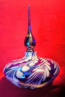Vintage Iridescent Art Glass Perfume Bottle