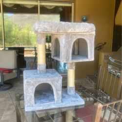 Feandrea Cat Tree, 33.1-Inch Cat Tower, L, Cat Condo for Large Cats up to 16 lb, Large Cat Perch, 2 Cat Caves, Scratching Post, Light Gray Very Good.
