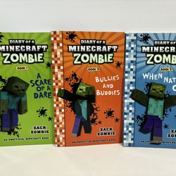 Diary of A Minecraft Zombie Lot of 3 Books 1, 2, 3 Paperback