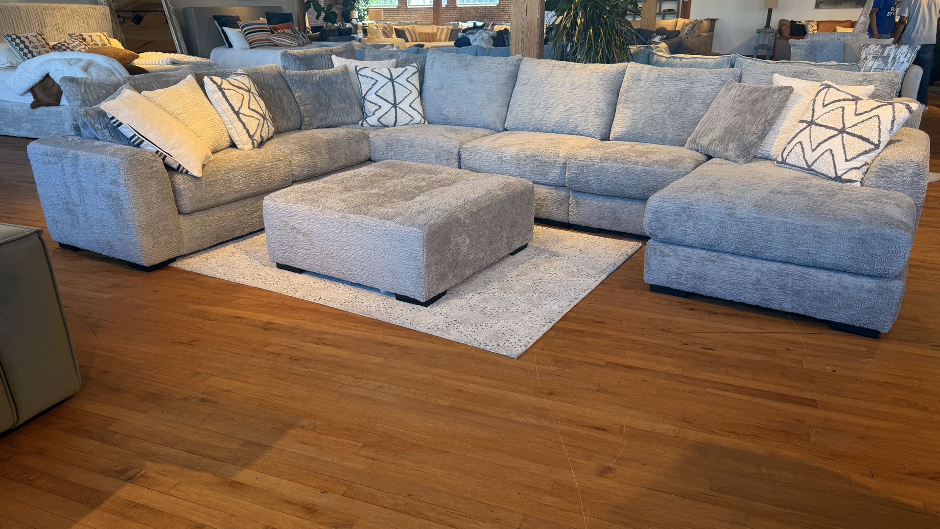 New sectional Sofa with ottoman and pillows