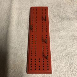 Vintage Red Cribbage Board With Metal Pegs, $8