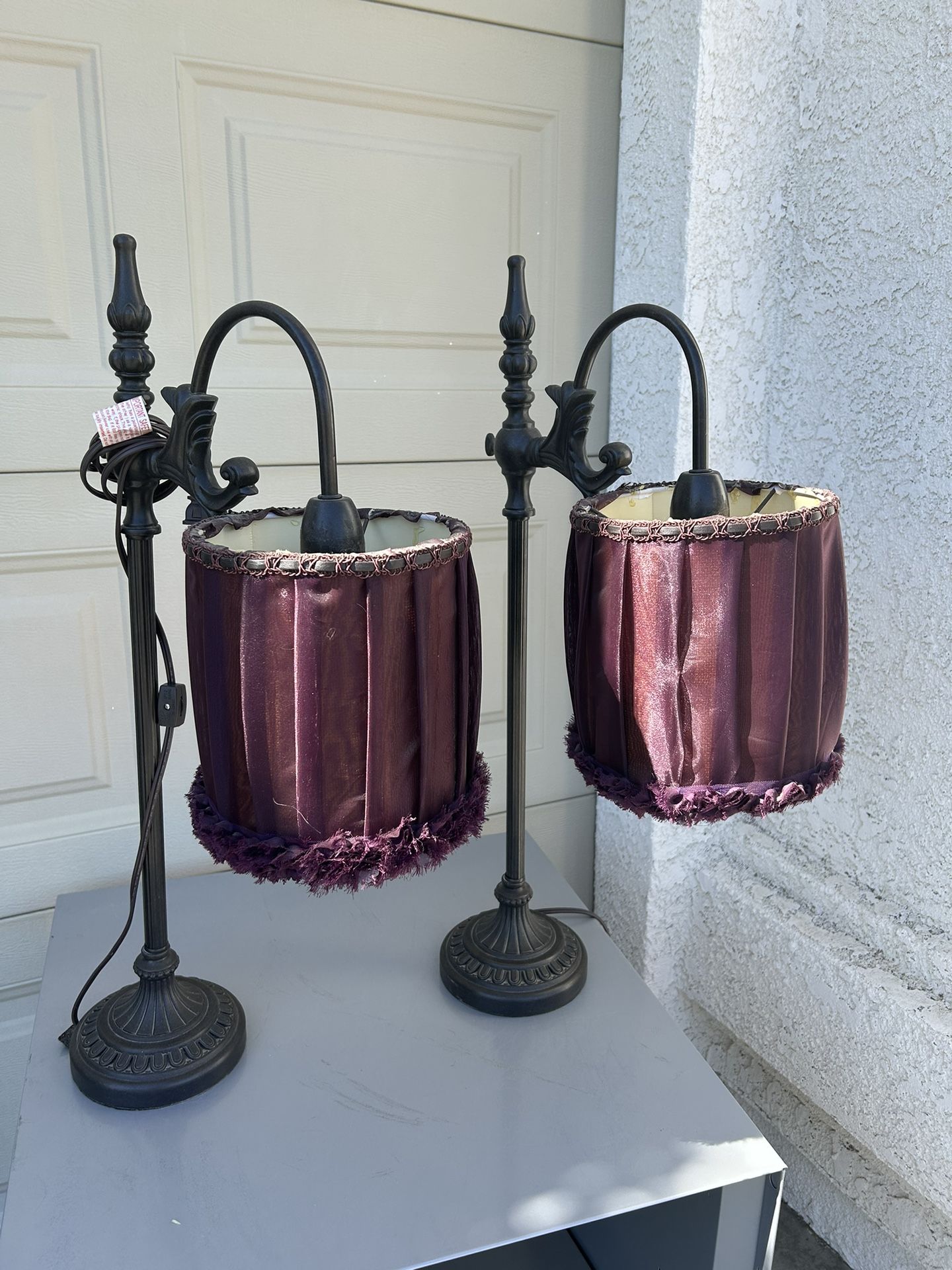 2 Unique Burgundy Table Lamps