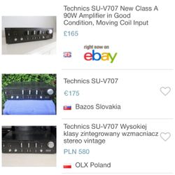 Technics SU-V707 New Class A 90W Amplifier 