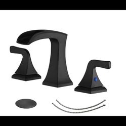 8" Widespread Double Handle Bathroom Faucet with Drain Kit Included, Matte Black