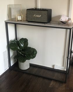 Faux White Marble Black Console Table Stand