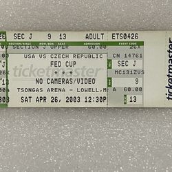 USA vs. Czech Republic FED CUP Tennis Unused Game Ticket 2003