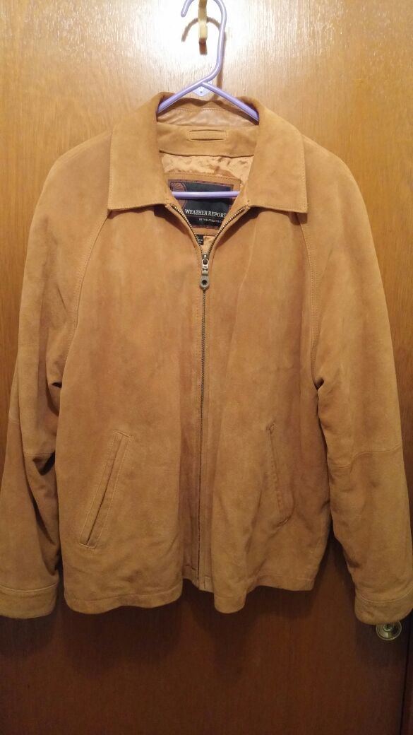 MENS LG WEATHER REPORT SUEDE LEATHER JACKET CLEAN NO RIPS OR STAINS