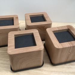 Aspeike Bed & Furniture Risers 3” Heavy Duty New Upgrade 4-Pack - Lifts Up To 2200 LBs Couch, Desk, Table Or Chair Risers, Light Wooden Color