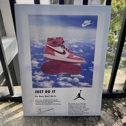 Nike Air Jordan 1 Canvas Wall Art 18x24 Red White Chicago Style Sneaker Decor