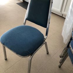 12$/chair 10-piece Blue metal chairs great condition very durable 