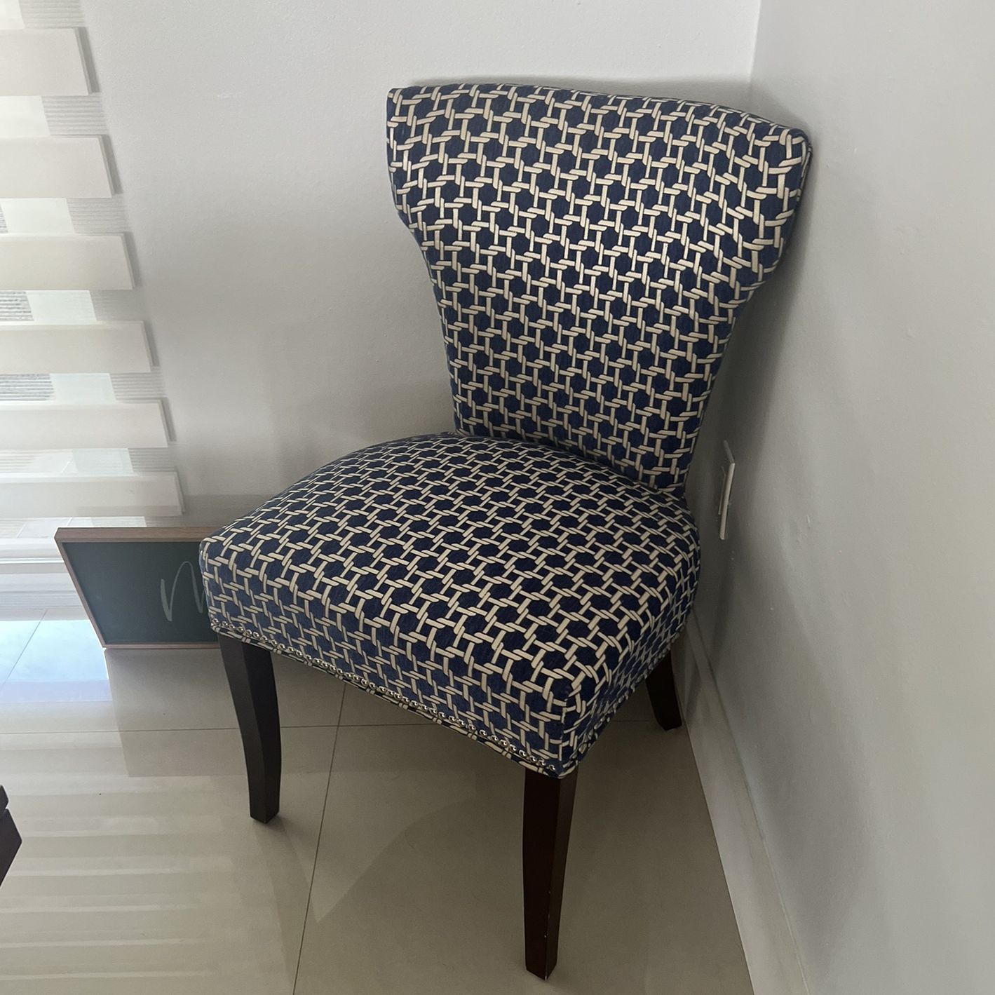 2 Navy Blue and Beige Chair (2)