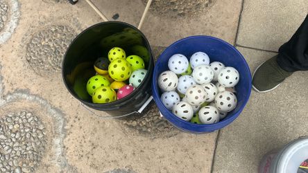 Bucket of wiffle balls