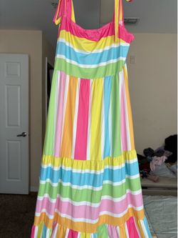 SHEIN curve multi color stripe maxi dress 4x
