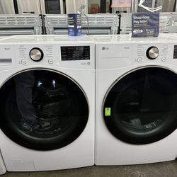 Brand New LG White Front Load Washer And Gas Dryer Set 