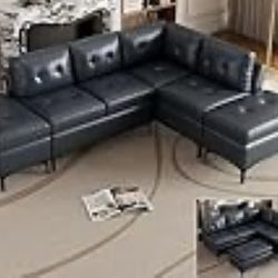 L Shaped Faux Leather Sofa