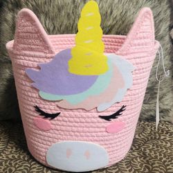 Pink Unicorn Rope Basket