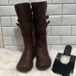 BORN B.O.C. Marghera Dark Brown Boots - Tapestry Accent - Sz 7 M (retail $135)