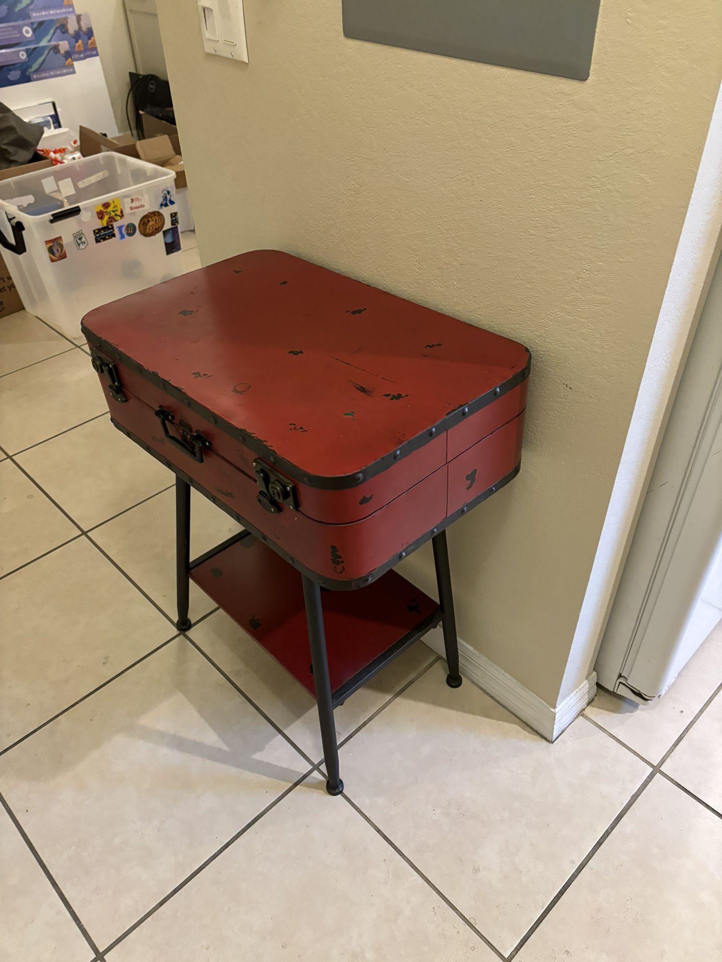 Red “suit case” table 