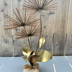 Vintage mixed media metal stone flowers statue
