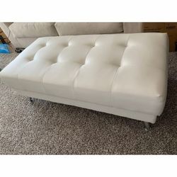 Bonded Leather Ottoman 26" x 52" x 18" - Cream colored