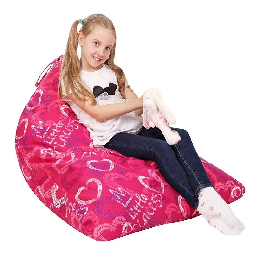 Stuffed Animal Storage Bean Bag - Cover Only - Large Triangle Beanbag Chair for Kids