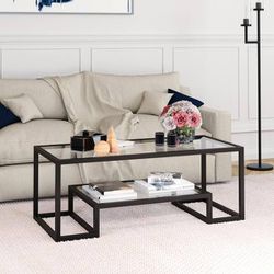New Modern Rectangle Glass Top Coffee Table