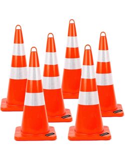 New - 6 Pack Traffic Safety Cones 28 Inch Orange Heavy Duty