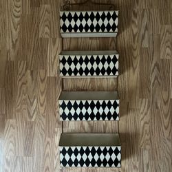 Tiered Modern Diamond Print Metal Wall Storage Rack
