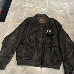 Vintage Adler Authentic Black Full Zip Leather Motorcycle Bomber Jacket SZ XL