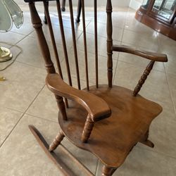 Vintage Child Kids Wooden Rocking Chair