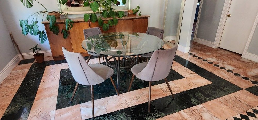 Glass Dining Table With 4 Chairs