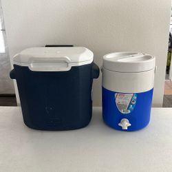 Coleman Small Portable Roller Cooler And Beverage Cooler Ice Water Picnic Beach Camping Cold Beverage