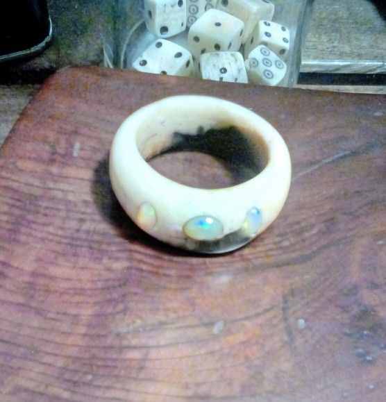 Vintage Alaskan Walrus Ivory & Opal Rings